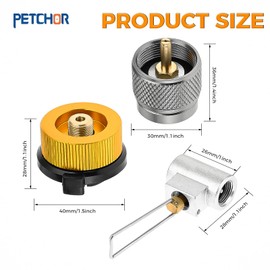 PETCHOR 3PCS Camping Stove Gas Refill Adapter Set, Propane Isobutane Butane Valve Converter, Refill Gas Shifter Universal Bottle for Camping Grill