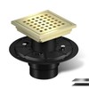 Georkios Brushed Gold 6 Inch Square Floor Drain, SUS304 Stainless