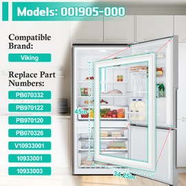 Upgraded 001905-000 Refrigerator Door Gasket Replacement for Viking Refrigerator, Premium Replacement Seal Fresh Food Door Gasket Replace PB970120, AP5318580, PB070326 Fridge Door Seal Part