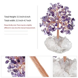 Nupuyai Amethyst Crystal Tree of Life Gemstone Feng Shui Tree with Rock Crystal Druze Rough Stone Base Lucky Tree Money Tree Gift Wedding Feng Shui Decoration