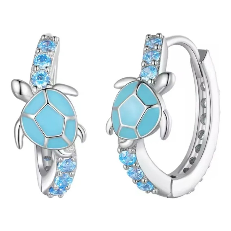 Hermosos Pendientes Aretes Plata 100% Diseño Tortugas