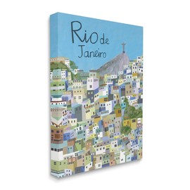 Stupell Industries Cliffside Rio de Janeiro Cityscape Brazilian Landmark, Designed by Carla Daly Canvas Wall Art, 30 x 40, Blue