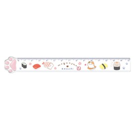 Kamio Japan 225618 Paws Ruler, 5.9 inches (15 cm) Ruler, Mogunyan, Sushiya-san