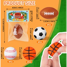 36 Pcs Valentines Day Gift Cards with Sports Stress Ball Mini Foam Baseball Football Basketball Soccer Stress Ball Bulk Toy for Valentines Classroom Exchange Gift Prizes Party Favor Anxiety Relief