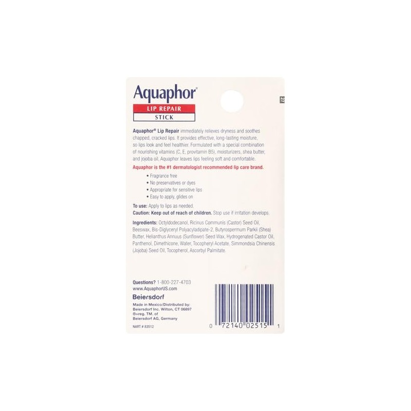 Aquaphor Barra de reparación de labios - Alivia los labios