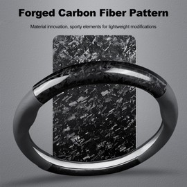 Ergocar Car Steering Wheel Sleeve, Round Forged Carbon Fiber and Leather Material Steering Wheel Sleeve, 37-38cm/14.5-15inch, Non-Slip, Soft, Breathable, Sports Style