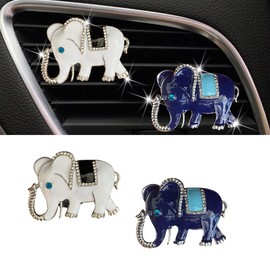 UHANBUT 2PCS Bling Flamingo Car Dashboard Air Vent Trim Clips, Crystal Rhinestone Animal Car Air Fresheners Outlet Clip, Cute Automotive Interior Diffuser Decoration Accessories for Women (Elephant)