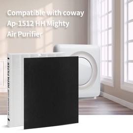 GoKBNY 3-Pack AP-1512HH True HEPA Replacement Filter, Compatible with Coway AP-1512HH Mighty Air Purifier, Part# 3304899, with 9 Extra Carbon Filters