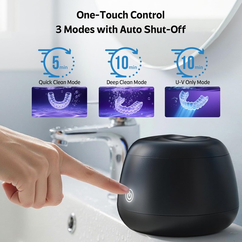 Ultrasonic Retainer Cleaner Machine 48kHz Denture and Aligner Cleaning Pod