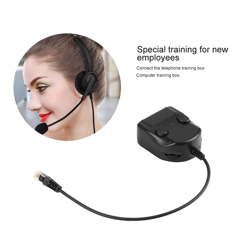 Telephone Training Splitter Adapter With Mute Function, 1-In-2-Out Call Center