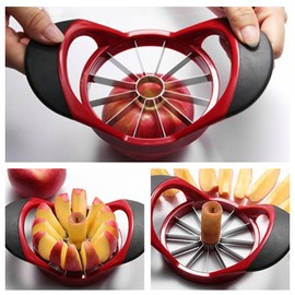 Apple Slicer Corer Set, Apple Slicer, Apple Corer, Professional Stainless Steel Apple Slicer, Ideal for Cutting a Variety of Fruits, Ergonomic Non-Slip Handles (Red)