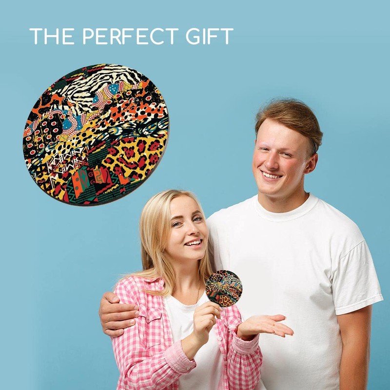 1 x Round Coaster - African Fabric Tribe Africa Cork