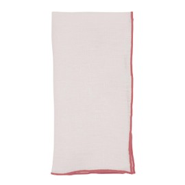 Occasion Gallery Red Stonewashed Stitch Border Woven Fine Dining Cloth Napkins, 100% Linen, 20" Square, 4 Pieces.