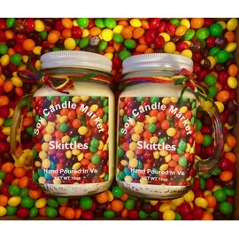 Soy Scented Candles | Handmade & Highly Aromatic Candles Burns Upto 85 Hours in Glass Jar - Perfect for Home Decor, Wedding, Birthday, Dinner (Skittles, 16 oz)
