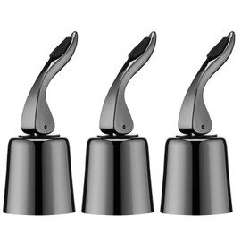 BETTFOR Wine Stoppers for Wine Bottles with Stainless Steel Vacuum Wine Bottle Stopper with Silicone Reusable Wine Corks, Leak proof Keep Fresh Suitable for Red&White Bottle (Black, 3 Pack)