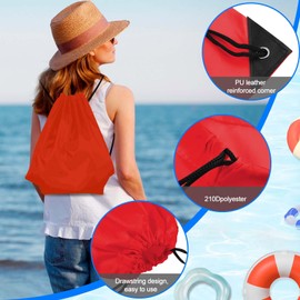 PLULON 2Pcs Drawstring Bags Bulk Drawstring Backpack Pink Red String Backpack Cinch Sack Sport Gym Backpack Bags for Yoga Traveling Outdoor Sports