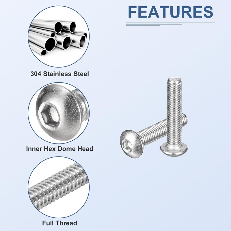 DTGN 210pcs M5-0.8x6-20 Button Head Hex Socket Cap Screw Bolt