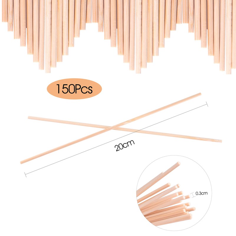 TUPARKA Dowel Rods, 150 Pack Natural Sticks Round Craft Wooden