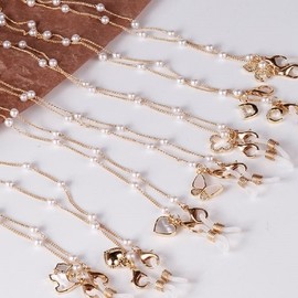 Mask Strap Necklace Fashion Mask Chain Pearl Butterfly 2ea