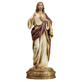 Joseph's Studio por Roman - Figura del Sagrado Corazón de Jesús, Protectores celestiales, colección renacentista, 26 cm de Alto, Resina y Piedra, Regalo religioso, decoración