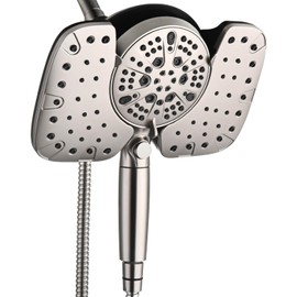 INAVAMZ Nickel 2.5GPM Shower Head with Handheld High Pressure: 10” Rainfall Shower Head & HandHeld Shower Head, 9 Spray Settings Detachable Shower Head with ON/OFF Switch and 15-Stage Filter