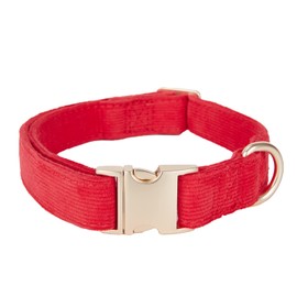 YUDOTE Ultra-soft Dog Collar Natural Cotton Corduroy Made for Medium Dogs with Sensitive Skin,Red