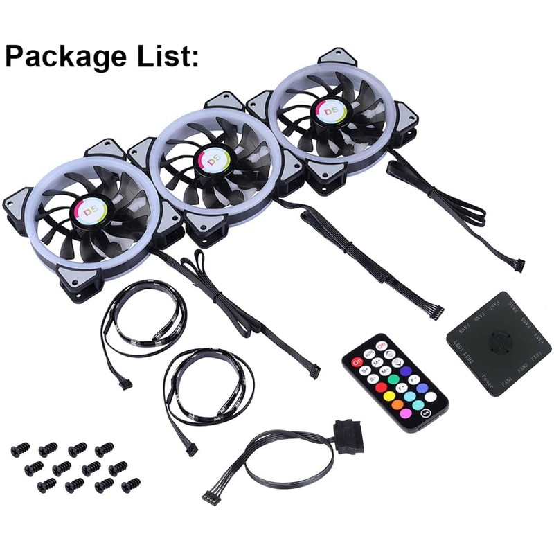 Miheal Addressable RGB LED 120mm Case Fan with Controller for