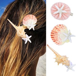 Fashey Starfish Hair Clips Seashell Hair Clip Conch Clips Mermaid Hair Accessories for Women(Pack of 3)