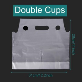 Whaline 500 Count Handle Drinking Bags 2 Cups Handle Drink Carriers Clear Plastic Packaging Poly Bags for Delivery Take Out Cup Holder Beverage Coffee Juice Mike Tea Stores, 11 x 12.2 Inch
