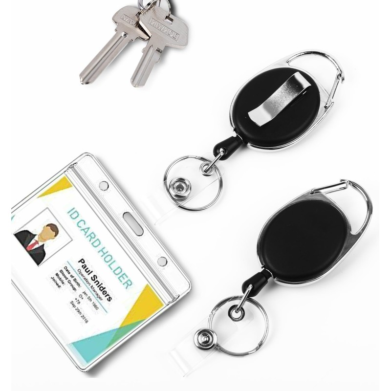 Diateklity 20 Pack Retractable Badge Holder with Carabiner Reel Clip,