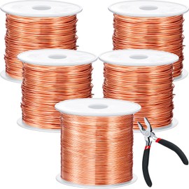 Funrous 5 Rolls 5 Size Jewelry Wire 18, 20, 22, 24, 26 Gauge Jewelry Copper Wire Kit Jewelry Beading Wire Bendable Craft Metal Wire for Jewelry Making Crafts, Sculpting with a Pliers(Copper)