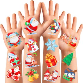 winthrop 250 Pcs Christmas Temporary Tattoos for Kids, Safety Waterproof Tattoos, Christmas Party Stocking Stuffers, Best Choice for Christmas Goody Bag Stuffers, Snowman Santa Claus Elk (30 Sheets)