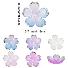150PCS Cherry Blossom Acrylic Flower Beads, 5-Petal Gradient Beads, Mini Floral Spacer Beads, Blue Violet Mini Flower Charm, for DIY Crafts Bracelet Necklace Earrings Making