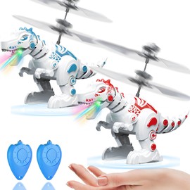 2 Pack Flying Dinosaur Toy Parachute Figures,Flying Orb Ball Toy Parachute Figures with LED Light Flying Ball Drone with 2 Remotes Indoor Outdoor Boys Girls Adults Gifts for 6 7 8 9 10 11 12+ Year Ol