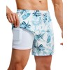 Gleeease Mens Swim Trunks with Compression Lined Short Bathing Suits