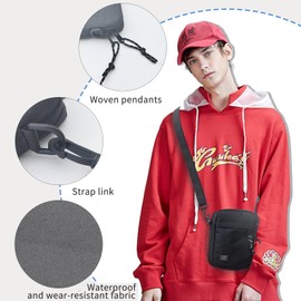 WisePoint Crossbody Bag for Men, Oxford Cloth Messenger Bag Shoulder Bag with Zipper, Crossbody Phone Bag for Work, Travel (black)