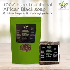 Supreme Quality Traditional Organic African Black soap bar 504g with Osun red camwood powder and other skin beautifying ingredients combats dry skin,acne,eczema,psoriasis and fades scars