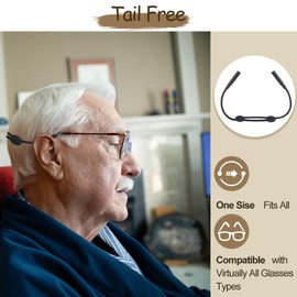 etoper Glasses Strap No Tail Sunglasses Strap Nylon Sunglasses Lanyard,Sports Eyewear Retainer Eyeglasses Strap for Men Women (Black,3Pack)