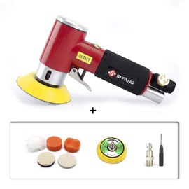 Updated 2 inch 3 inch Mini Orbital Air Sander Dual Action Sander Pneumatic Polisher Tool Kit for Auto Body Work (Red Air Sander with 2'' 3'' Pad)