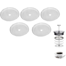 Filtro Prensa Francesa Acero Inoxidable Reutilizable, Malla 80 Ultrafina para Filtrar Partículas Grandes, 5 Piezas Recambio Universal Fácil Limpieza para Casa Cafetería Campamento Hacer Café Té