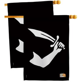 Thomas Tew House Flags 2 pcs Pack Coastal Pirate Ship Skull Treasure Map Carribean Jolly Blackbeard Jack Small Decorative Gift Yard Banner Made In USA 28 X 40