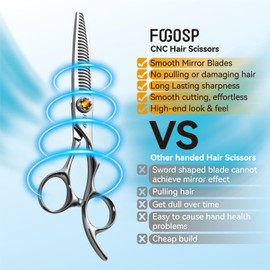 FOGOSP Thinning Shears for Hair Cutting Extremely Sharp Japan VG10 Steel Hairdressing Scissors for Barbers Salon Stylists CNC Craftsmanship Smoothing Cut Barber Scissors for Women Men (Blending Shear)