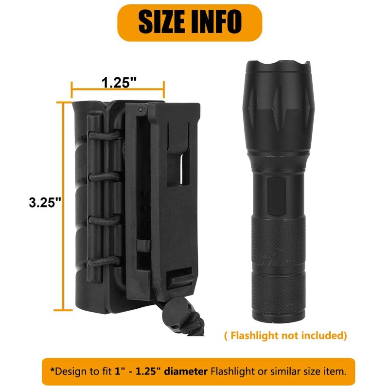 KRYDEX Tactical Flashlight Holster,360 Degree Rotatable Flashlight Holder for Duty