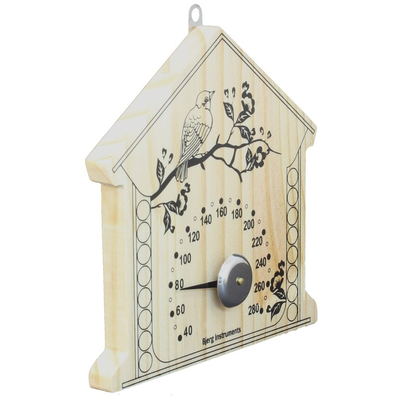 Bjerg Instruments Sauna Thermometer - Pine Wood Analog Temperature Gauge,