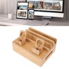 Bamboo Charging Station Multifunction 5 Ports Charging Station Rack for