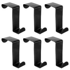 Over The Door Hooks 6 Pcs Hanger Hooks, Heavy Duty Organizer Black Door Back Hangers Single Short Towel Hanging Rack for Living Room Bathroom Bedroom Kitchen Hanging Clothes Towels Hats Coats Bags