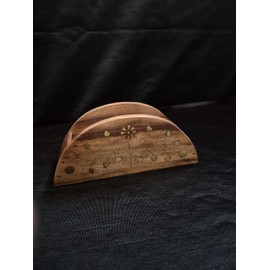 Handmade Wooden Napkin Holder – Rustic Tissue Stand with Brass Inlay for Kitchen, Dining Table & Bar – Farmhouse Paper Towel Dispenser for Home, Restaurant & Office Decor