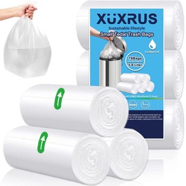 XUXRUS 5l Bin Bags Small Plastic Bin Liners 78 Counts Clear Garbage Bags Wastebasket Toilet Pedal Bin Liners for Bathroom Bedroom Office,Fit 5-8 Liter,0.8,1.5,2 Gal,Clear