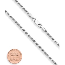 Miabella Solid 925 Sterling Silver Italian 2mm, 3mm Diamond-Cut Braided Rope Chain Necklace for Men Women, 925 Sterling Silver Made in Italy, Length 28 Inches, Sterling Silver, No Gemstone