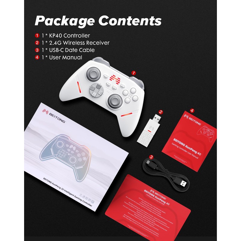 BEITONG KP40 Wireless Controller for PC, Switch/Switch 2, Android, TV,